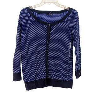 Gap Women's‎ Button Front Cardigan Sweater Blue Dot Long Sleeve Medium NWT